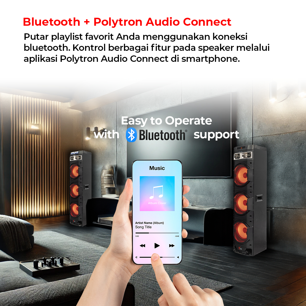 Jual Speaker Aktif Polytron PAS 10DF38 10Inch Triple Woofer Bluetooth ...