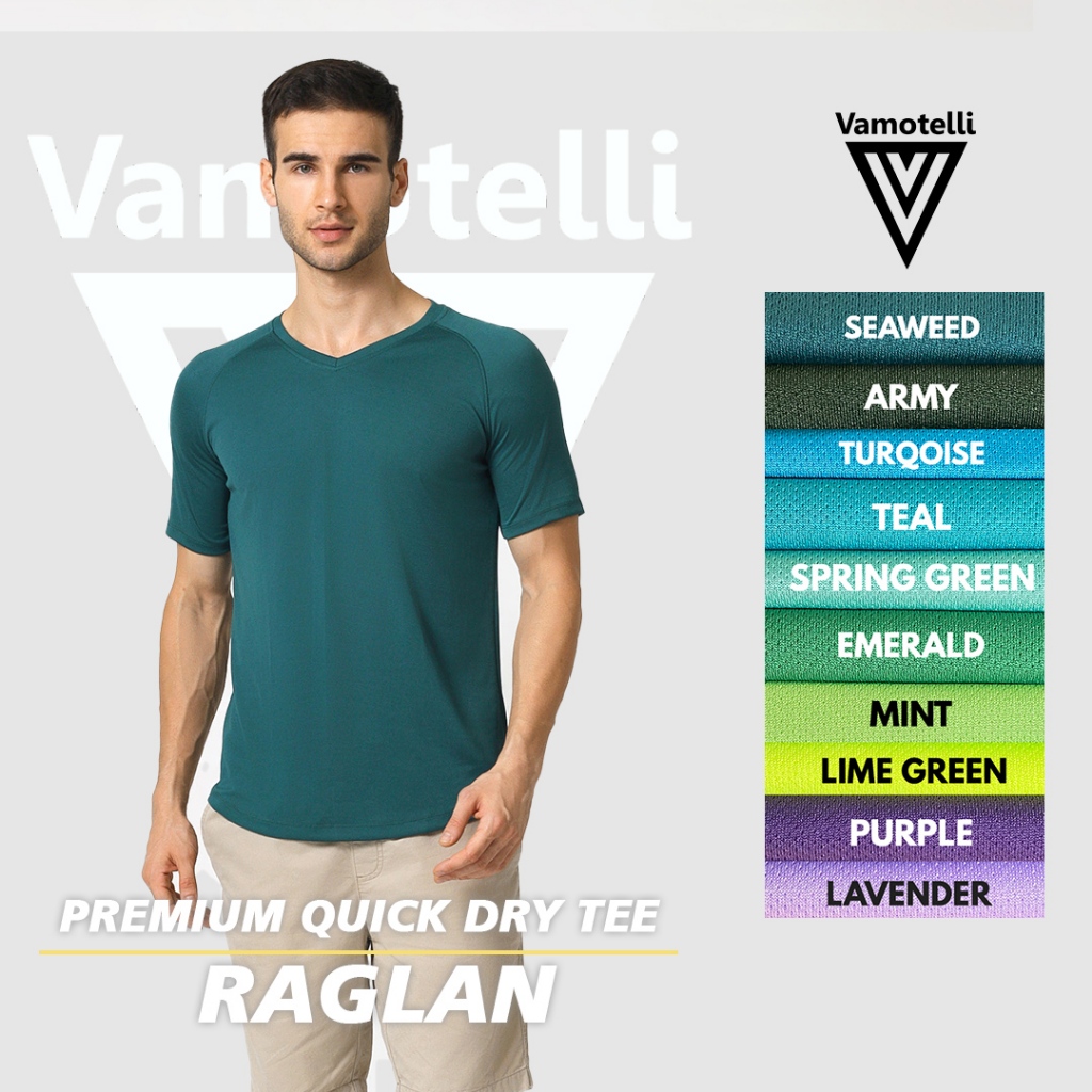 Jual VAMOTELLI Kaos Raglan Atasan V Neck Bahan Dry Fit Unisex Olahraga ...
