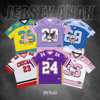 LevyKidswear Kaos Jersey Anak Series Karakter and Number Rugby Streetwear Vintage lakilaki perempuan