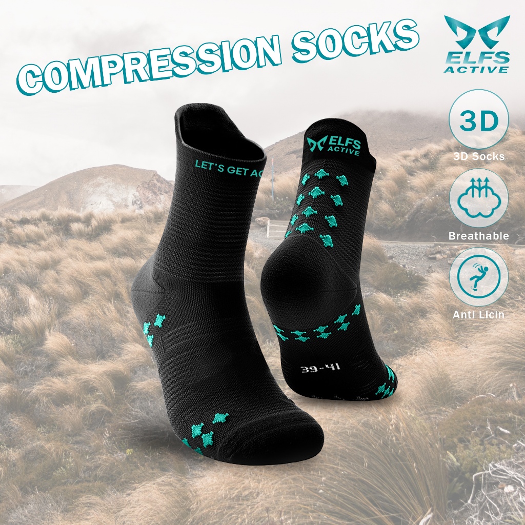 Jual Elfs Active Quarter Compression Socks Kaos Kaki Trail running ...