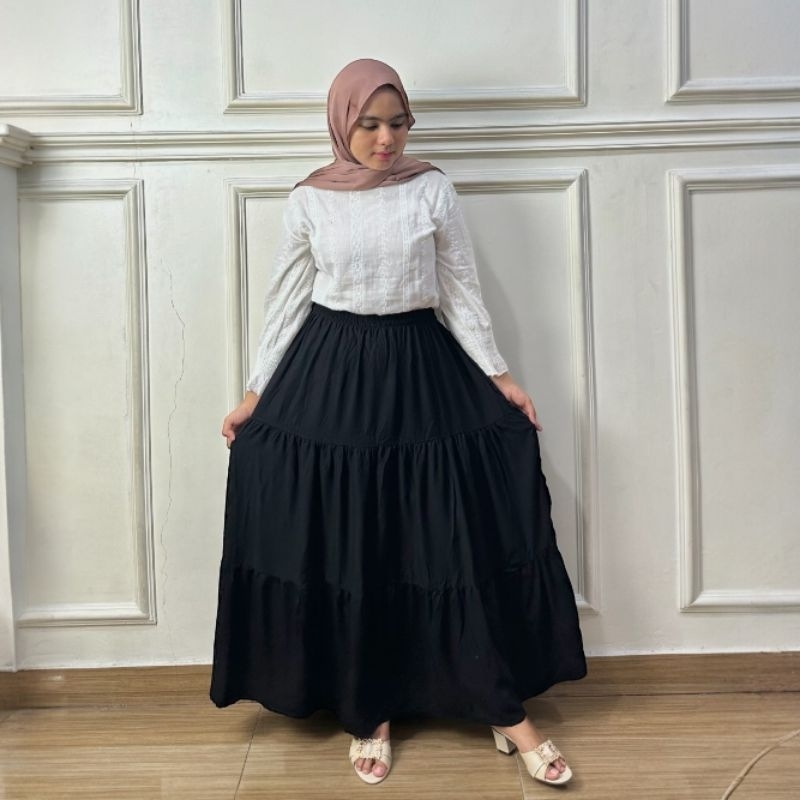 Jual ROK SKIRT SUSUN / RAYON TWILL PREMIUM | Shopee Indonesia