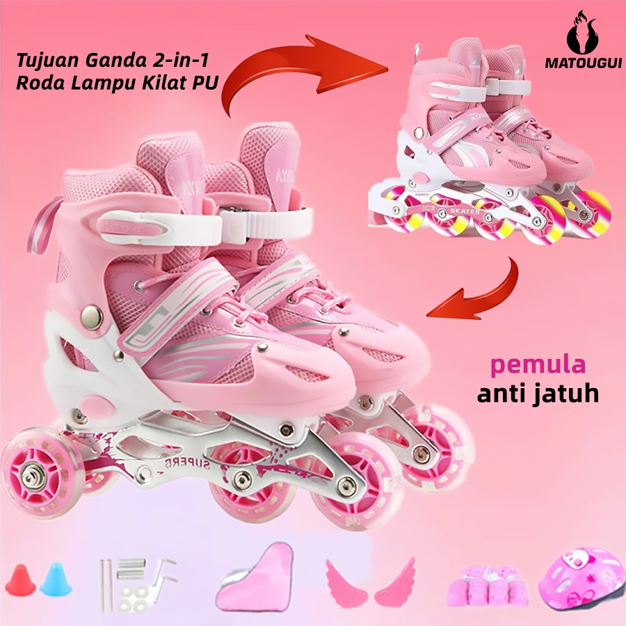 Jual MATOUGUI Sepatu Roda LED Pemula, cocok untuk ukuran 27-41, dapat ...