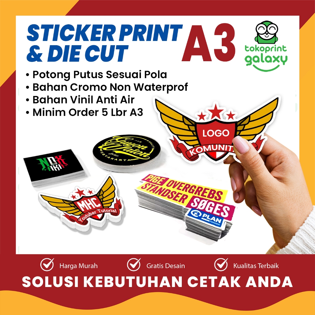 Jual Sticker Die Cut A3 Custom Free Desain | Shopee Indonesia