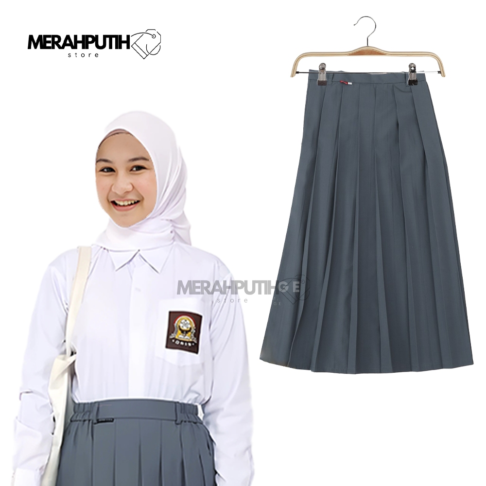 Jual MerahPutih Store Seragam Sekolah SMA Rok Panjang Rempel Abu Bahan ...