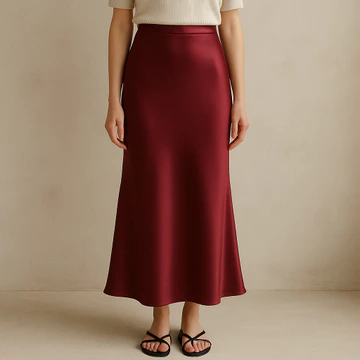 Rok Satin Silk Premium High Waist Panjang 95cm Elegan Bahan Adem Jatuh Look Slim CAROSEL