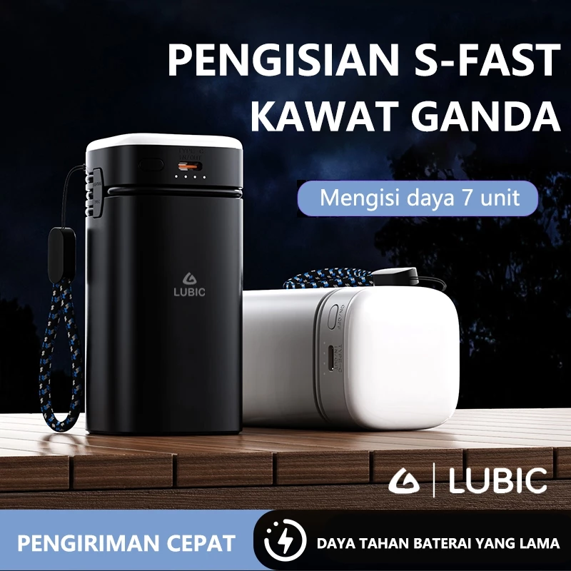 Lubic Power Bank 20000mAh Fast Charging Power Bank 22.5W Type-C Kabel Lampu Emergency Senter LED