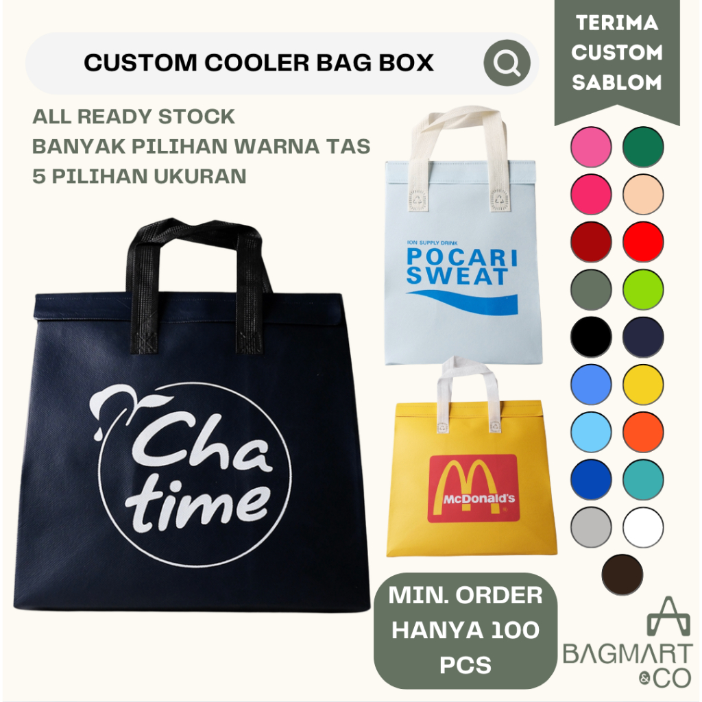 Jual Custom Sablon Nama Cooler Bag Thermal Tahan Panas Insulated