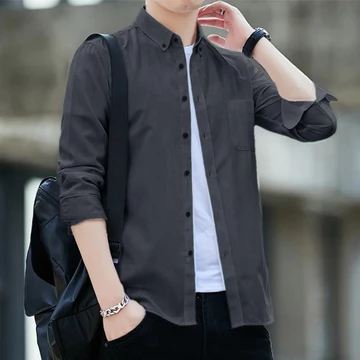 Baju Kemeja Pria Lengan Panjang Polos Abu Navy Hitam Maroon Putih Hem Cowok Keren Kantor
