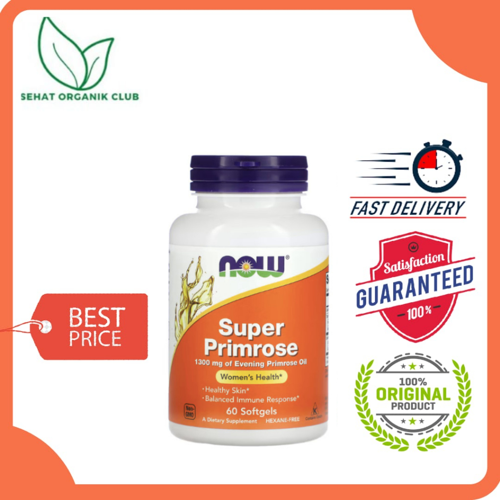 Jual NOW Foods Super Primrose Evening Primrose Oil 1300 mg 60 Softgels ...