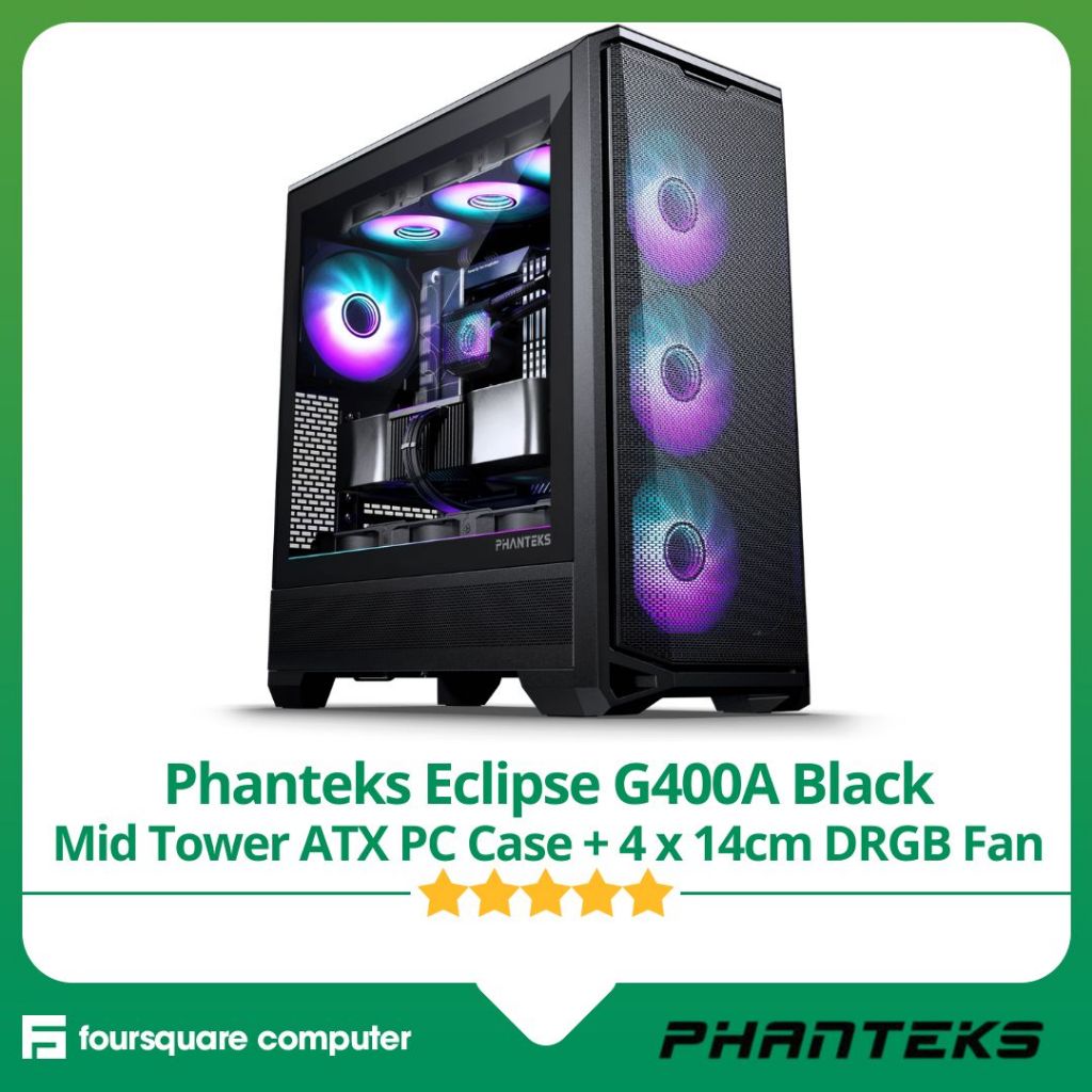 Jual Phanteks Eclipse G400A Black Mid Tower ATX PC Case + 4 x 14cm Fan ...