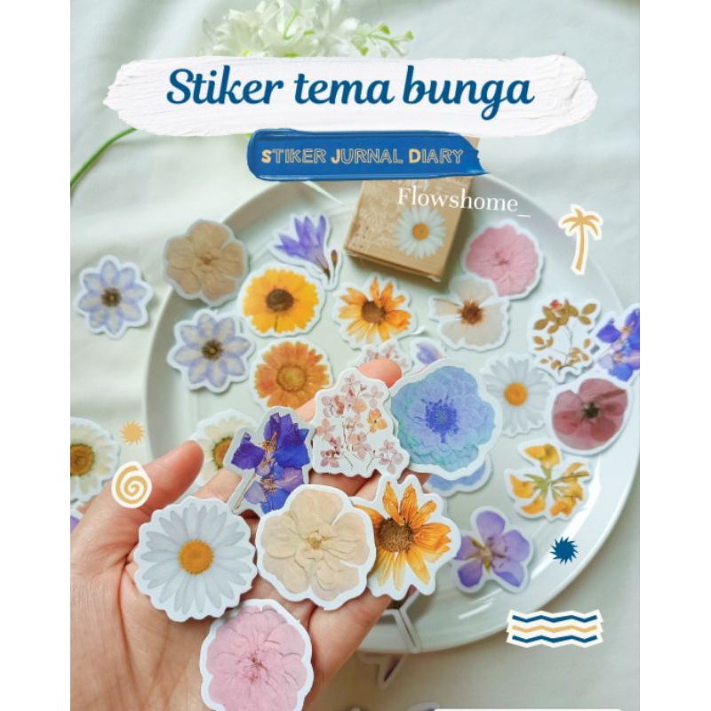 Jual Stiker bunga, Stiker bunga estetik vintage ,Scrapbook Stiker ...