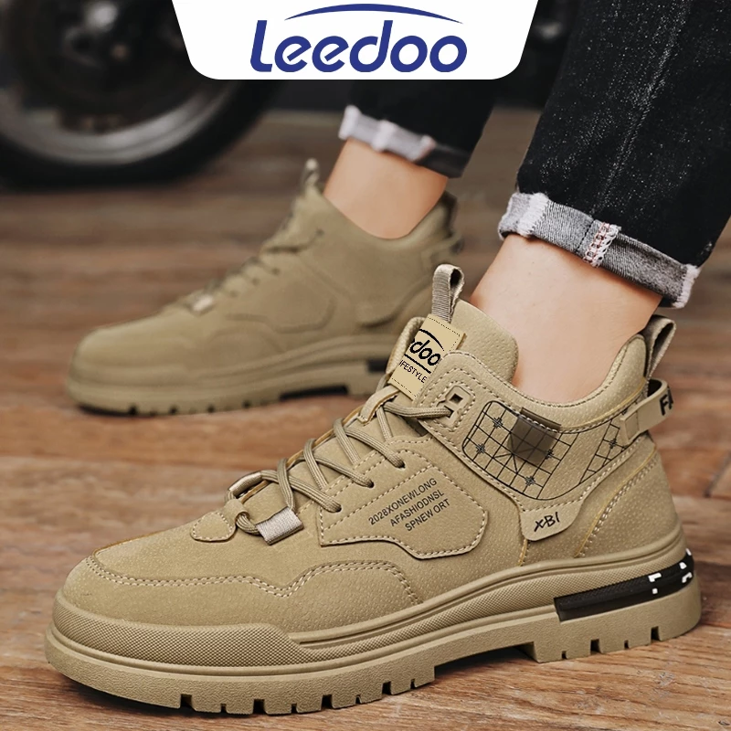 Sepatu Leedoo MC464 warna putih dengan sol karet empuk