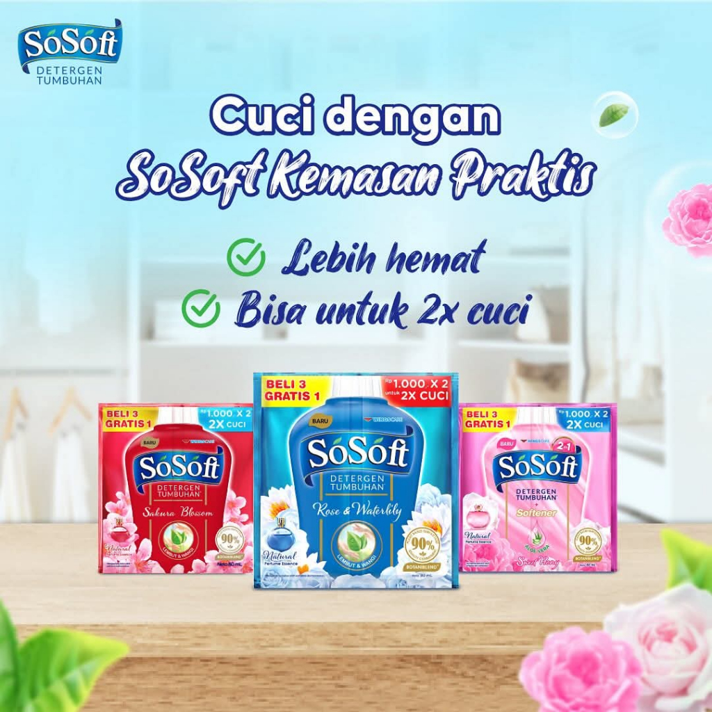 Jual Sosoft Deterjen Cair Sachet 1 Renceng / SoSoft Detergen Tumbuhan ...