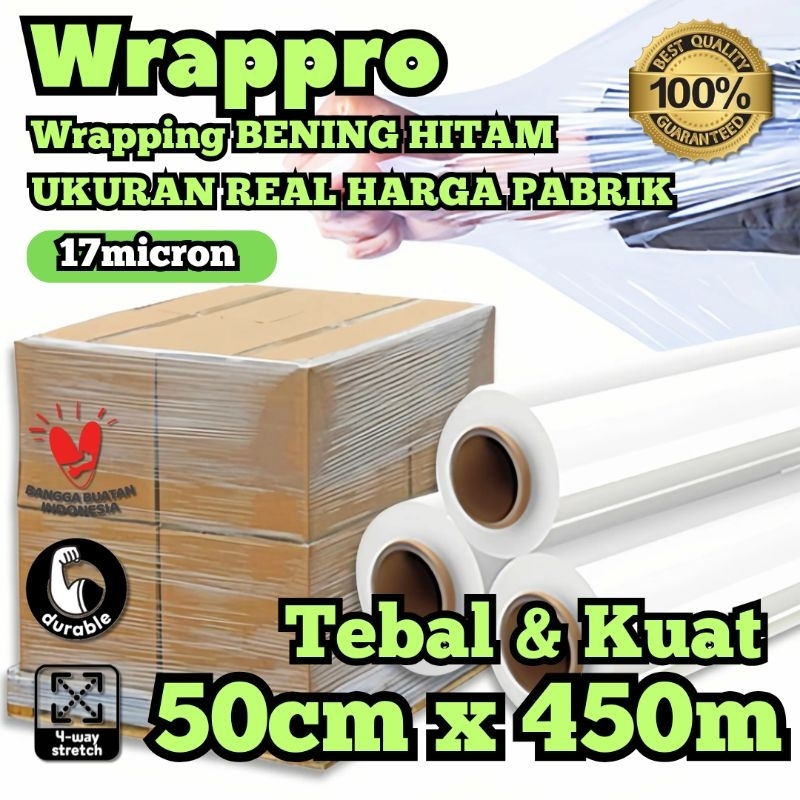 Jual Plastik Wrapping Barang BENING HITAM 50cm x 450m x 17micron BENING ...