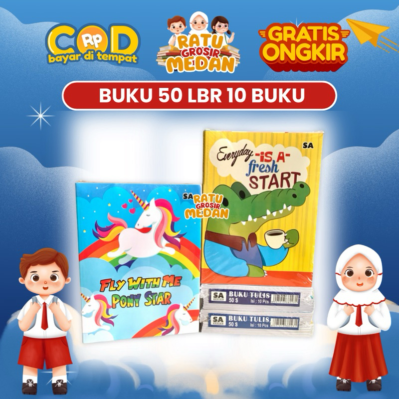 Jual BUKU TULIS ISI 50 LEMBAR TERMURAH 10 BUKU (BEST SELLER) | Shopee