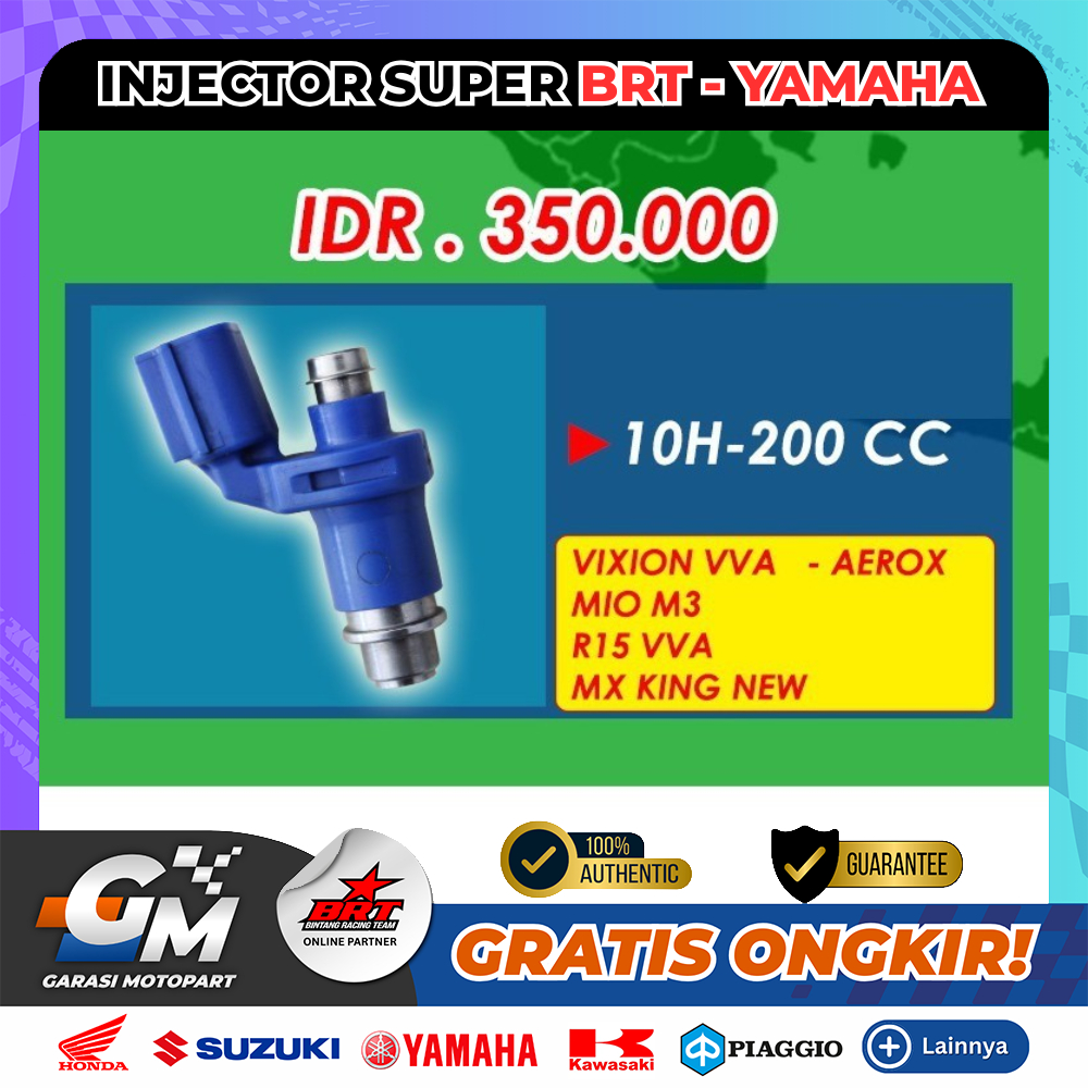 Jual Injector BRT 10 Hole 200CC Yamaha Vixion VVA Aerox Mio M3 R15 VVA ...