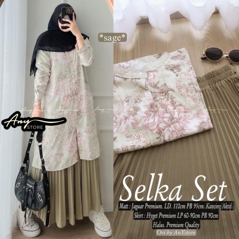 Jual Set Tunik Bunga dan Rok Plisket • Set Kuliahan Sekolah Main ...