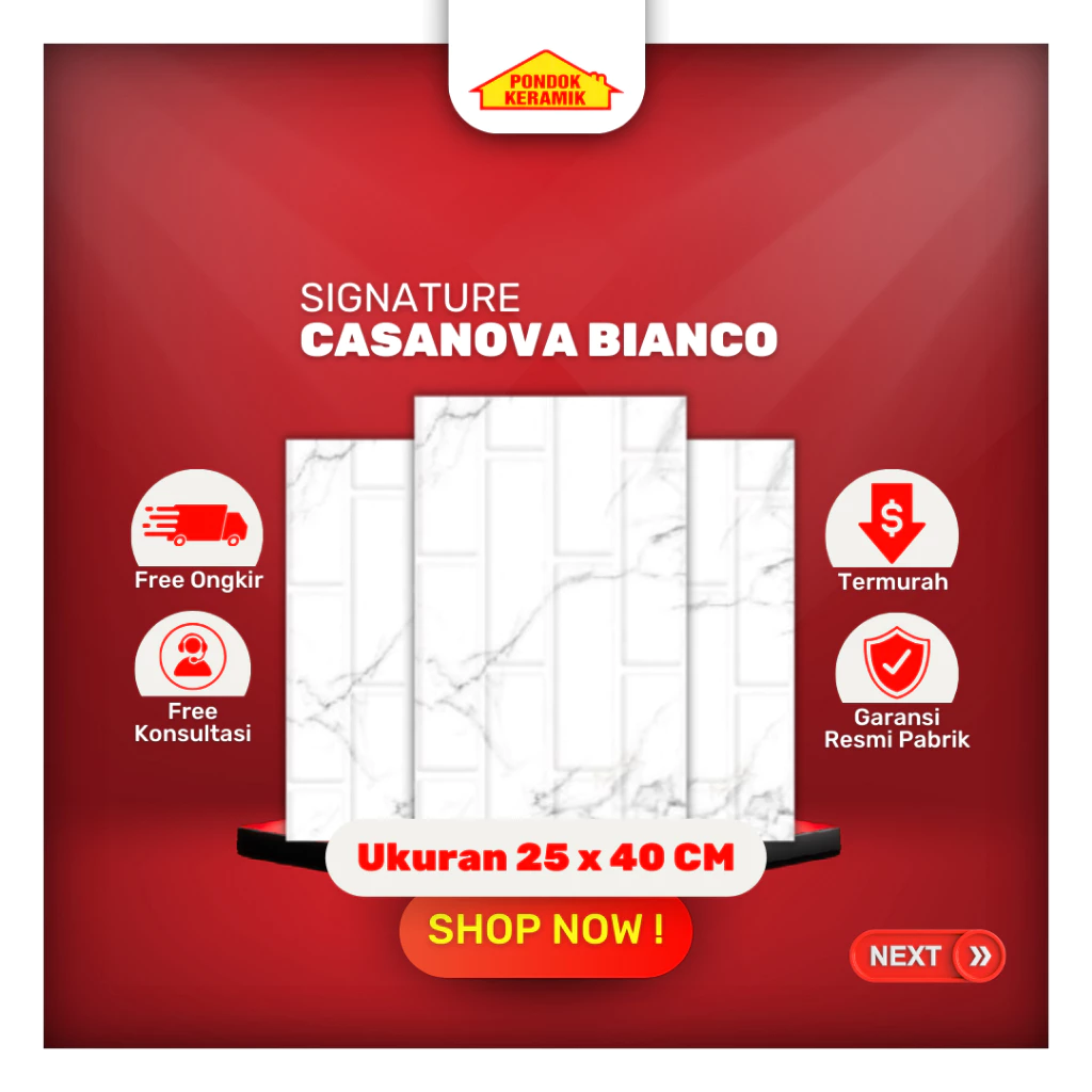 Keramik Dinding Signature 25x40 Casanova Bianco Glossy Embossed Carara Bata Putih Marmer