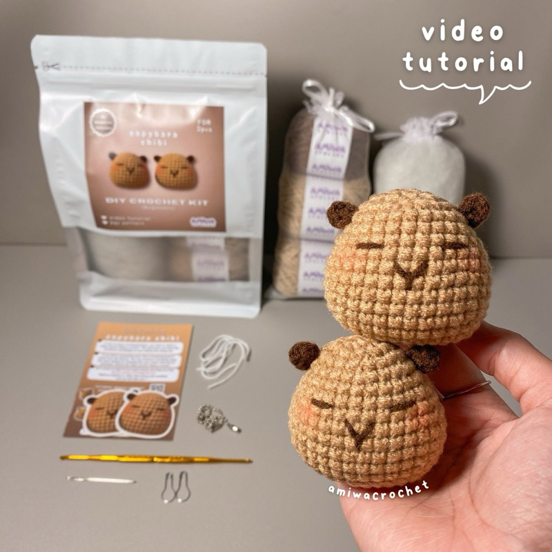 [PEMULA] DIY Crochet Kit Capybara Chibi by Amiwa Crochet - Paket Belajar Merajut Untuk Pemula