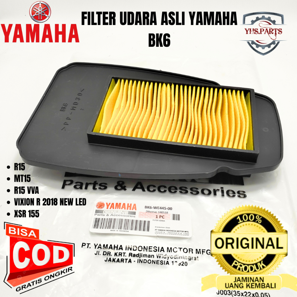 Jual ASLI ORIGINAL FILTER UDARA YAMAHA YGP BK6 R15 MT15 R15 VVA VIXION ...