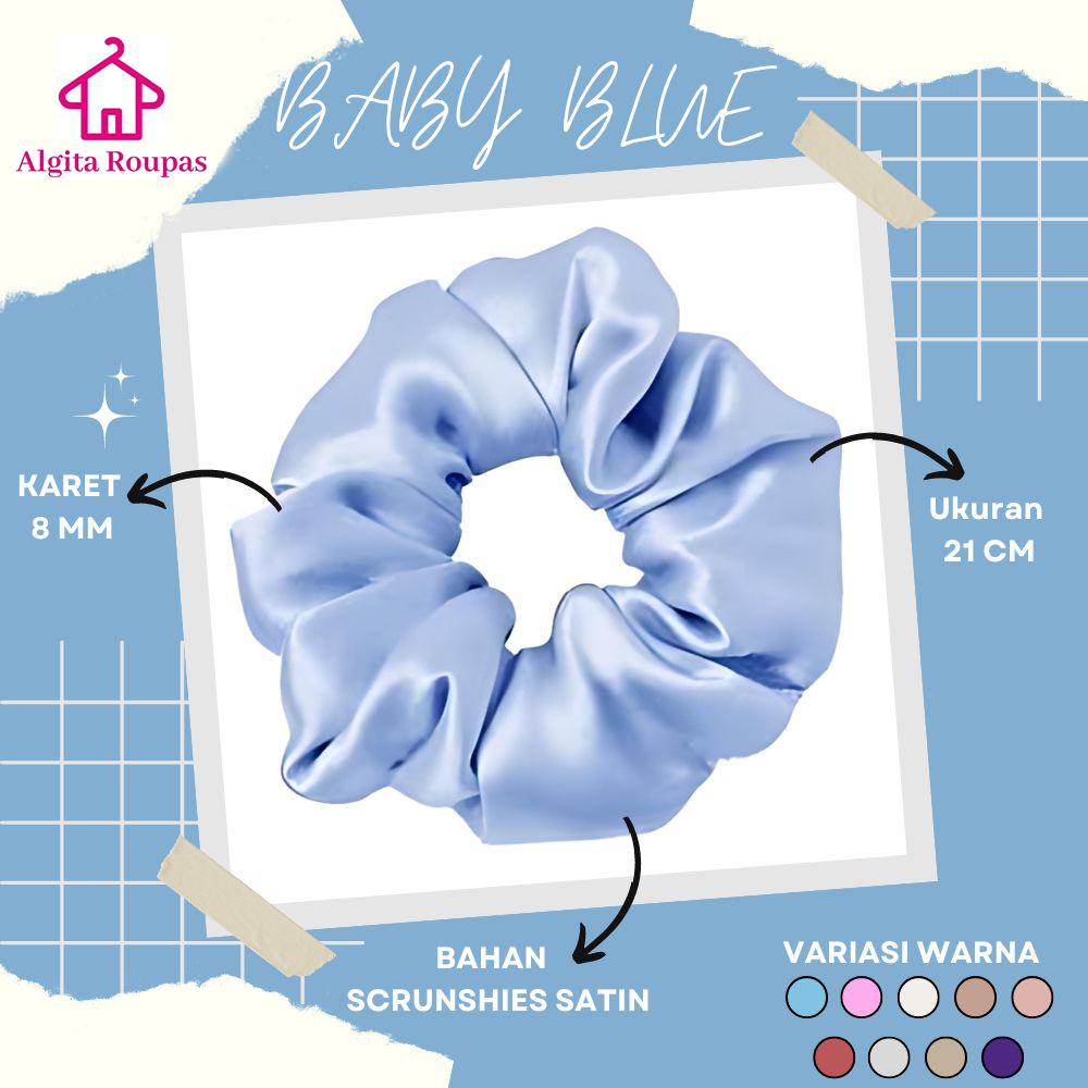 Jual Scrunchie Ikat Rambut Korea Bahan Satin Elastis Untuk Cepol Hijab ...
