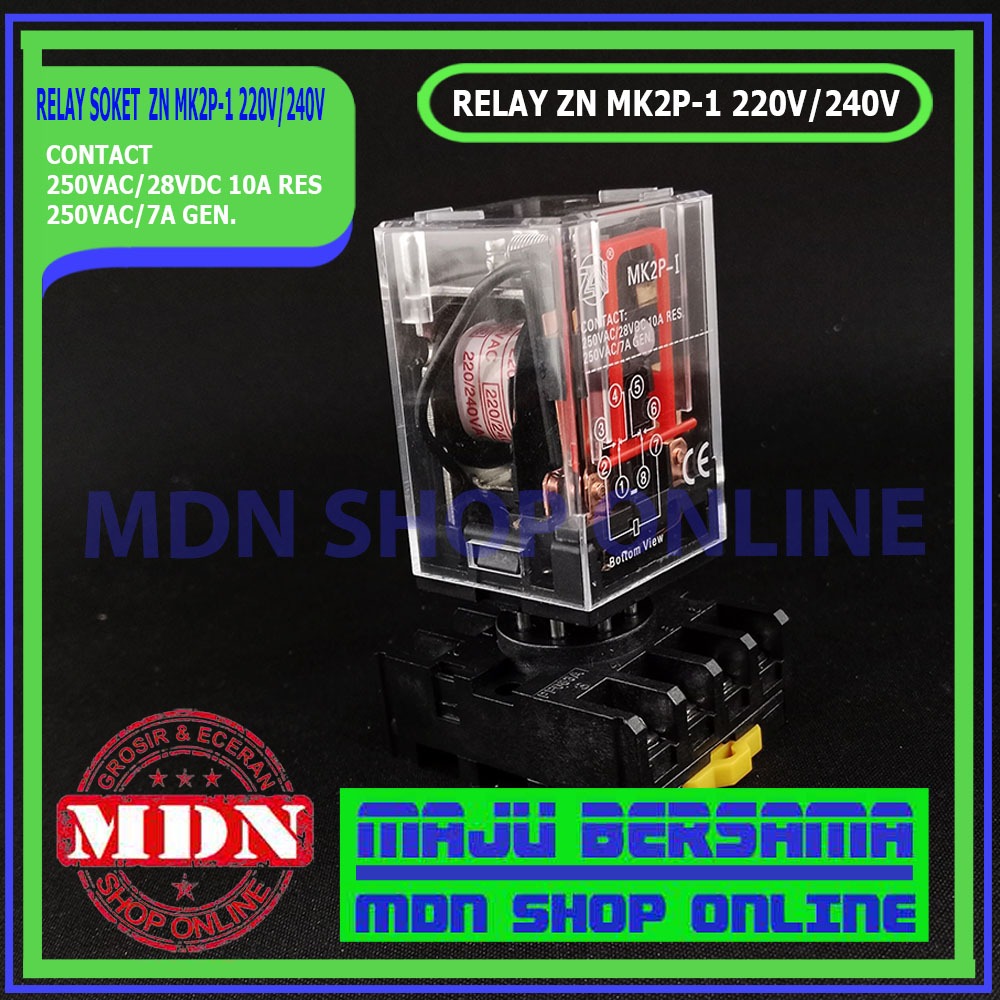 Jual Relay Socket soket ZN MK2P-1 220V/240V bagus | Shopee Indonesia