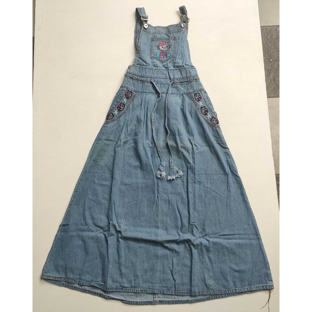 Jual Overall Rok Jeans Ana Perempuan Hello Kitty Dress Kodok Denim ...