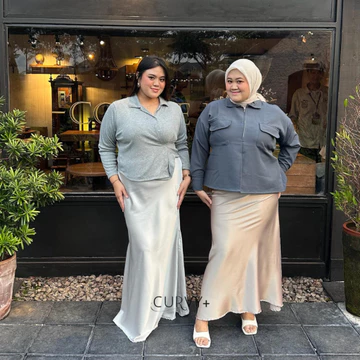 CURVYPLUS ADERA Rok Satin Silk Skirt Premium 107cm Plus Size Rok Duyung Wanita Maxi Mermaid