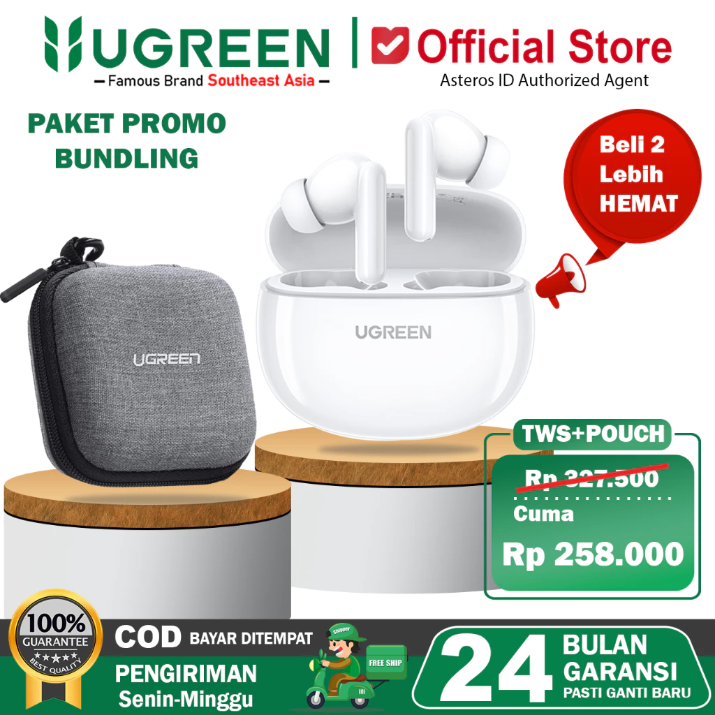 UGREEN Special Bundling TWS Wireless Bluetooth With Mini Pouch Waterproof