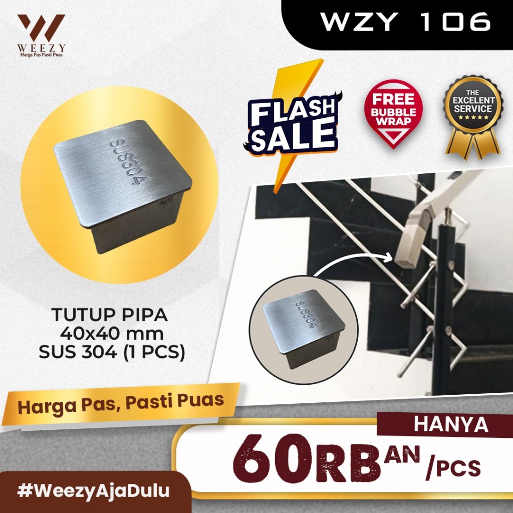 Jual Weezy 106 Aksesoris Railing Tutup Pipa 40x40mm Stainless Steel SUS ...