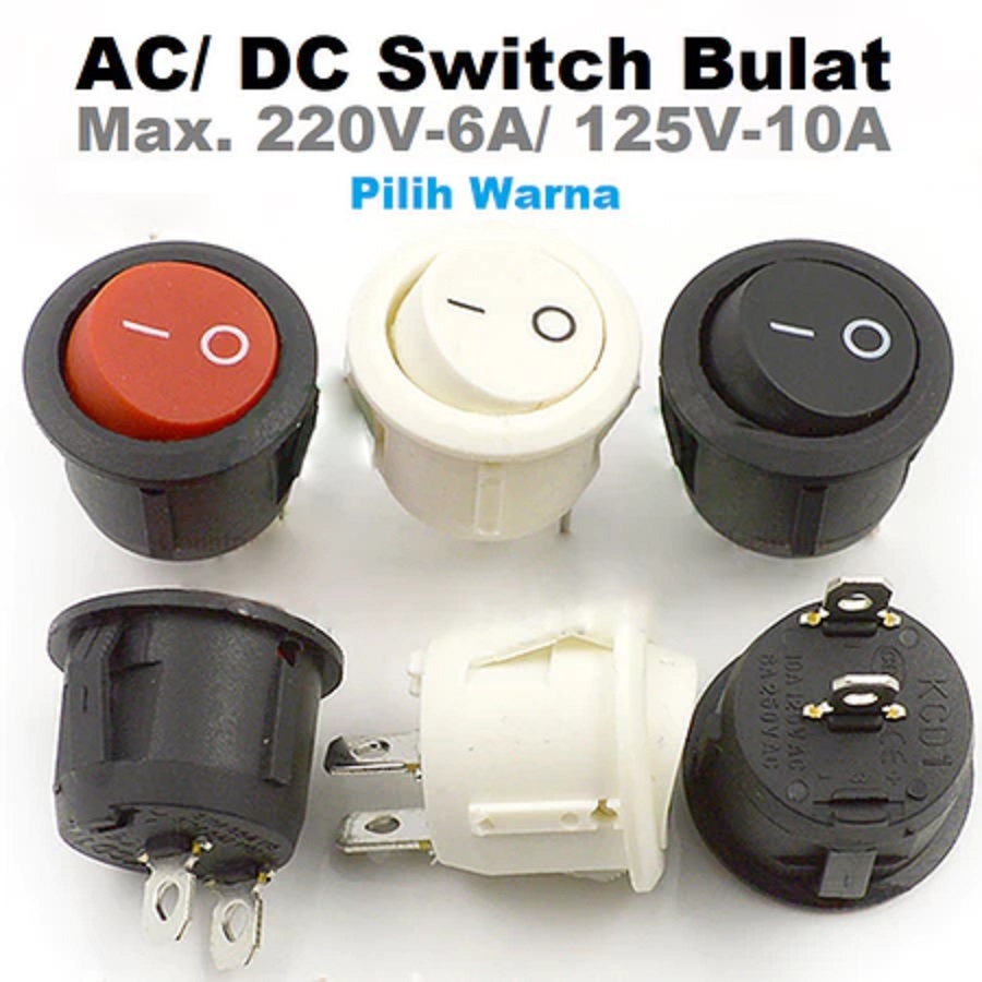 Jual Pangestu Sparepart - Rocker Switch bulat 2 Pin Saklar Panel Bulat ...