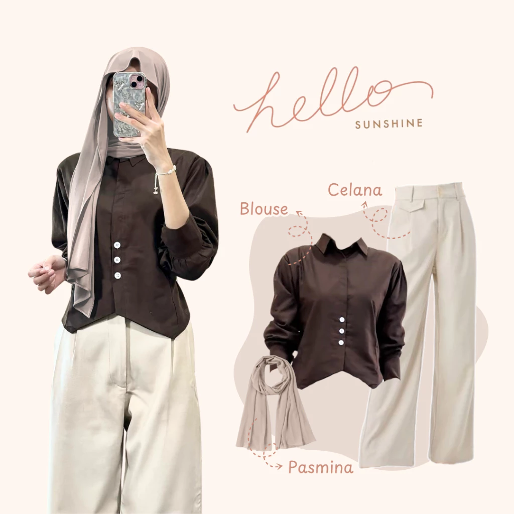 Setelan Hijab Wanita 3in1 Stylish Nyaman Seharian