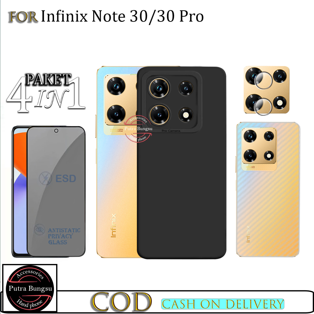 Jual Paket 4in1 Softcase Hitam Infinix Note 30 30 Pro Case Slim Black ...