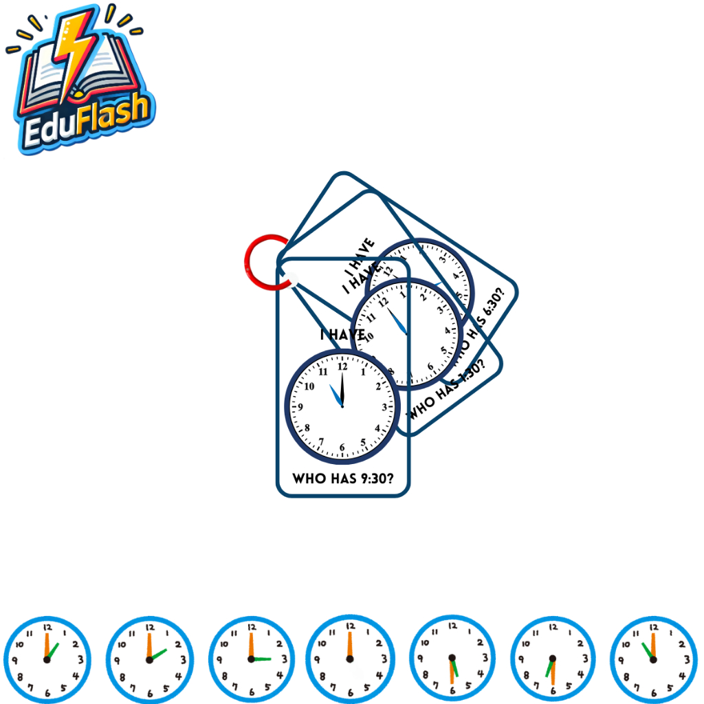 Jual Flashcard Clock Game with Ring for Kids | 20 Lembar | Belajar Jam ...