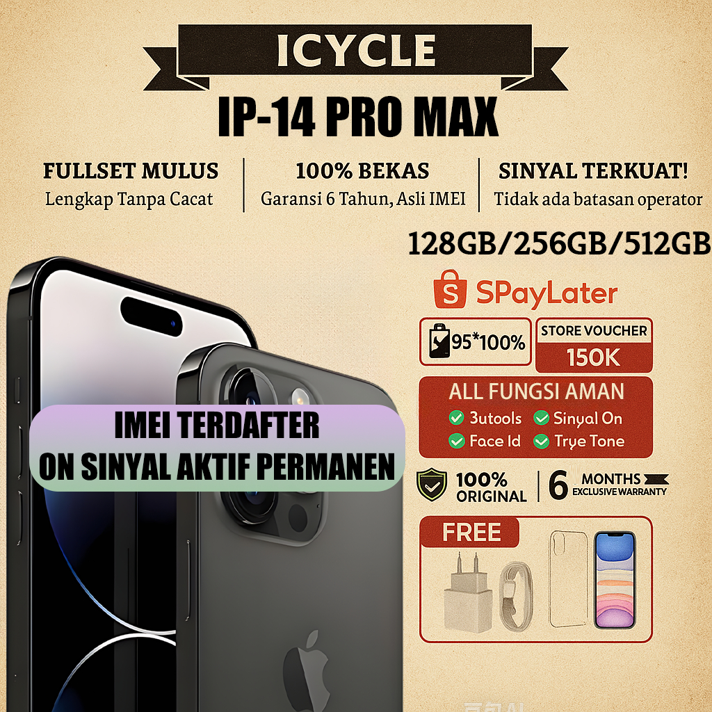 Jual BC IP 14 PRO MAX SECOND IMEI Terdaftar128GB 256GB Normal Sinyal ...