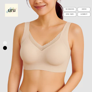 URU Invisible Seamless Bra Tanpa Jahitan Anti Jiplak Bahan Adem One-Size V Renda