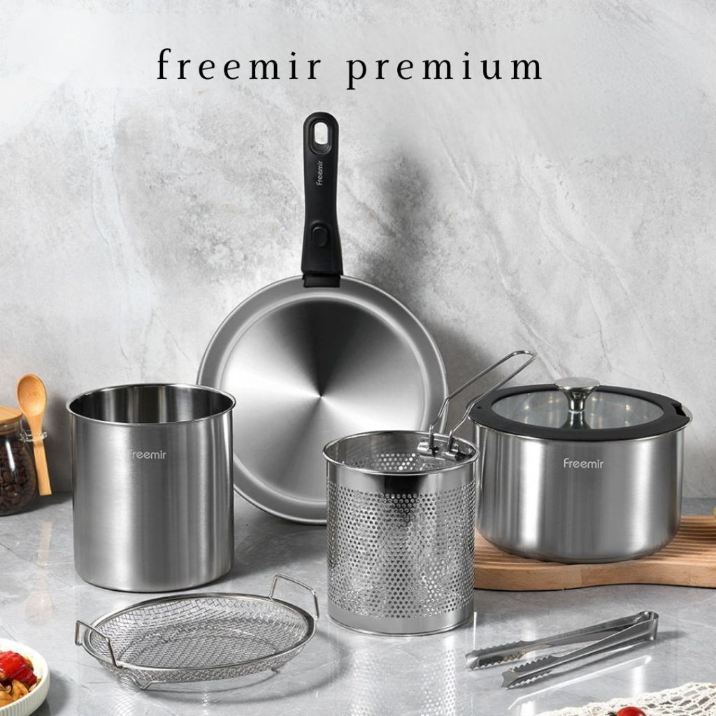 Jual [PREMIUM] freemir Detachable Stainless Steel Set 8 Panci 20cm 24cm ...