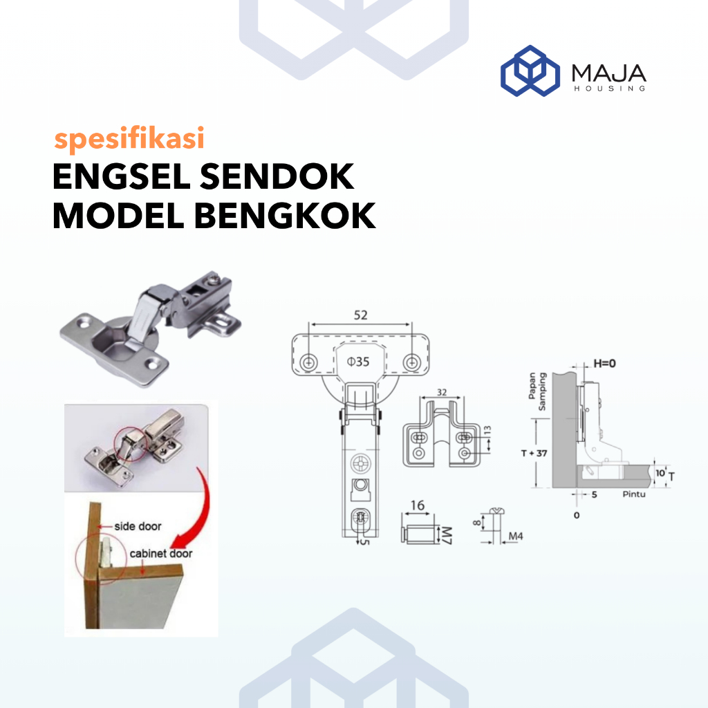 Jual Engsel Sendok 1 pasang Model Lurus dan Bengkok | Engsel Slow ...