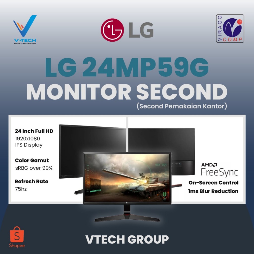 Jual LG Monitor Second 24MP59G (Bekas Pemakaian Kantor) | Shopee Indonesia