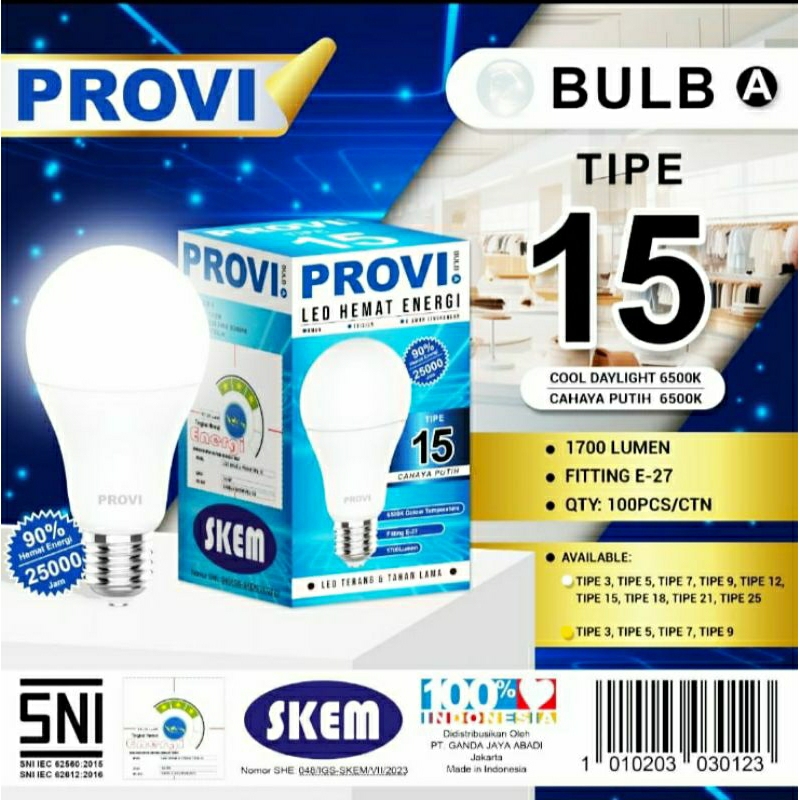 Jual Lampu led tipe 15 PROVI Putih SNI | Shopee Indonesia