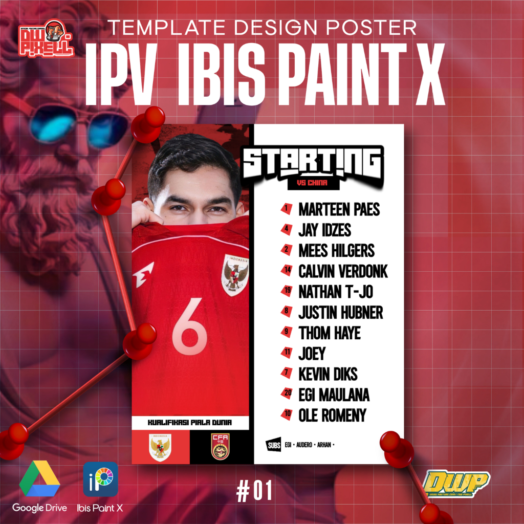 Jual Template Poster Starting Line Up Sepak Bola - Desain Ibis Paint X