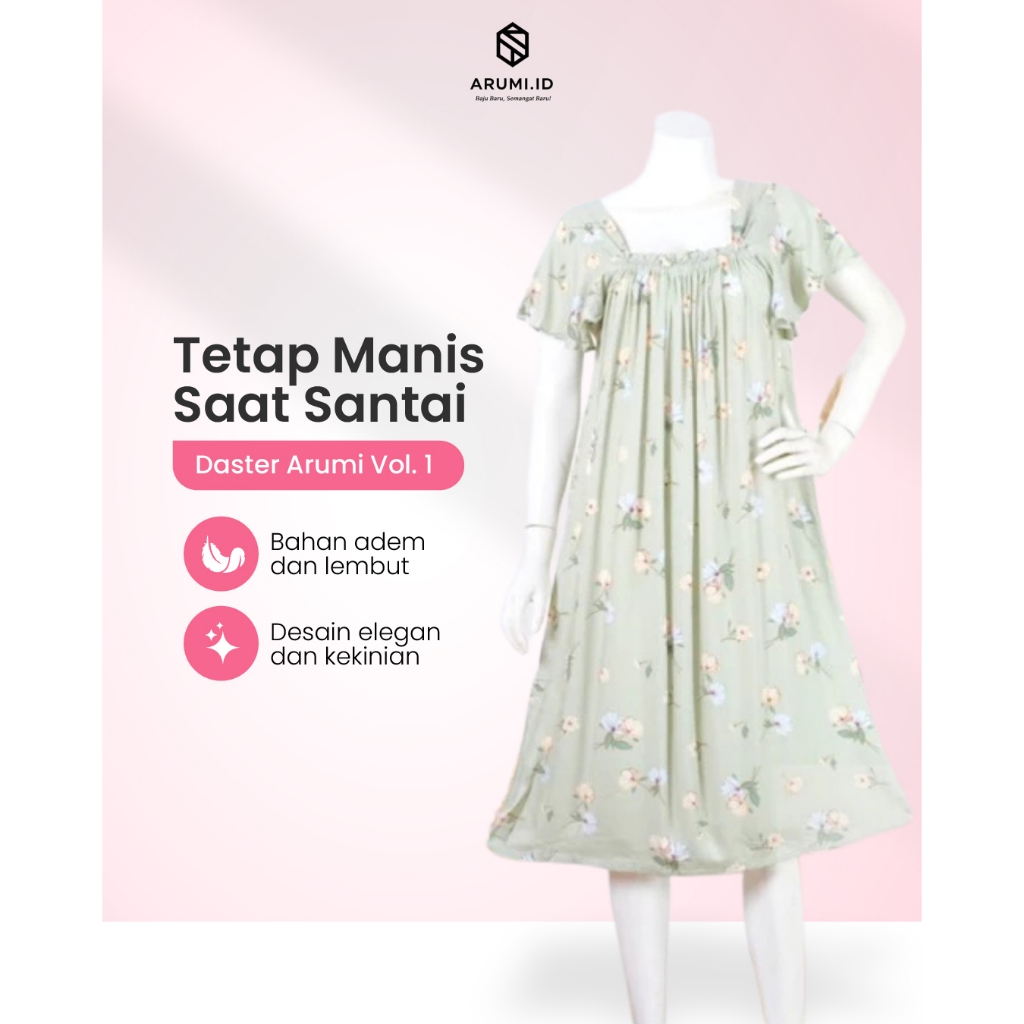 Jual Daster Kerut Arumi Homewear Katun Rayon Adem Ringan Motif Cantik