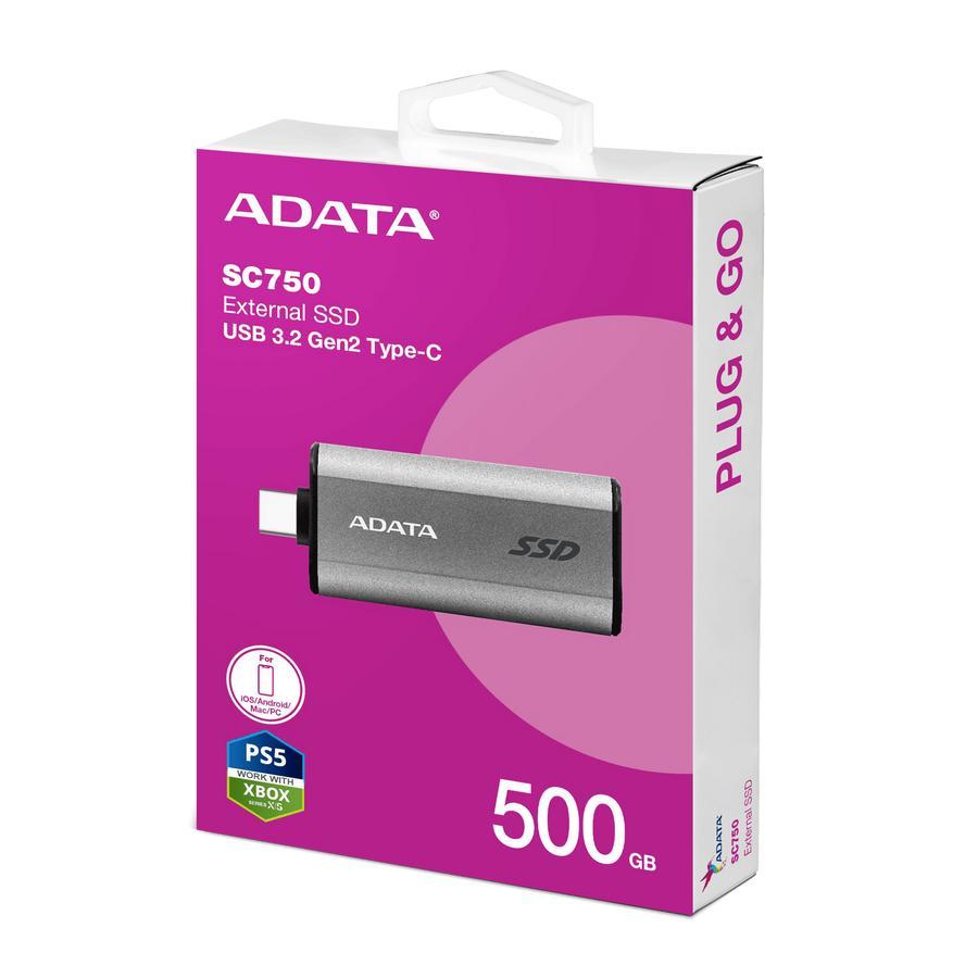 Jual ADATA SC750 500GB | SSD PORTABLE EXTERNAL USB 3.2 Type-C | Shopee ...