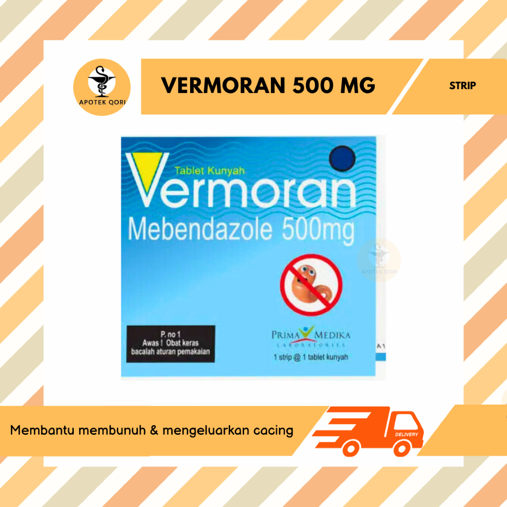 Jual VERMORAN MEBENDAZOLE 500 MG TABLET KUNYAH / OBAT CACING ANAK ...