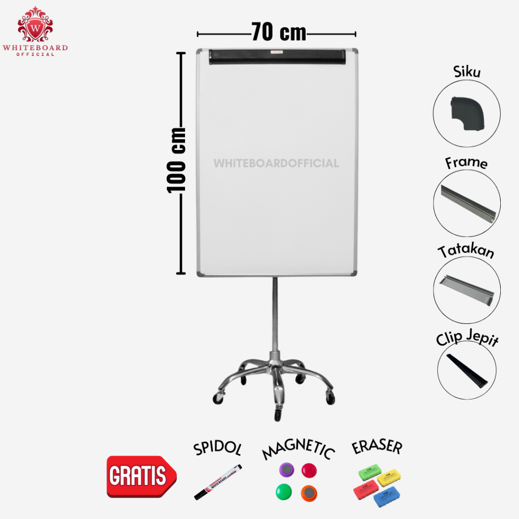 Jual SAKANA Flipchart Magnet 70x100cm Roda 5 / Flip Chart / Papan ...