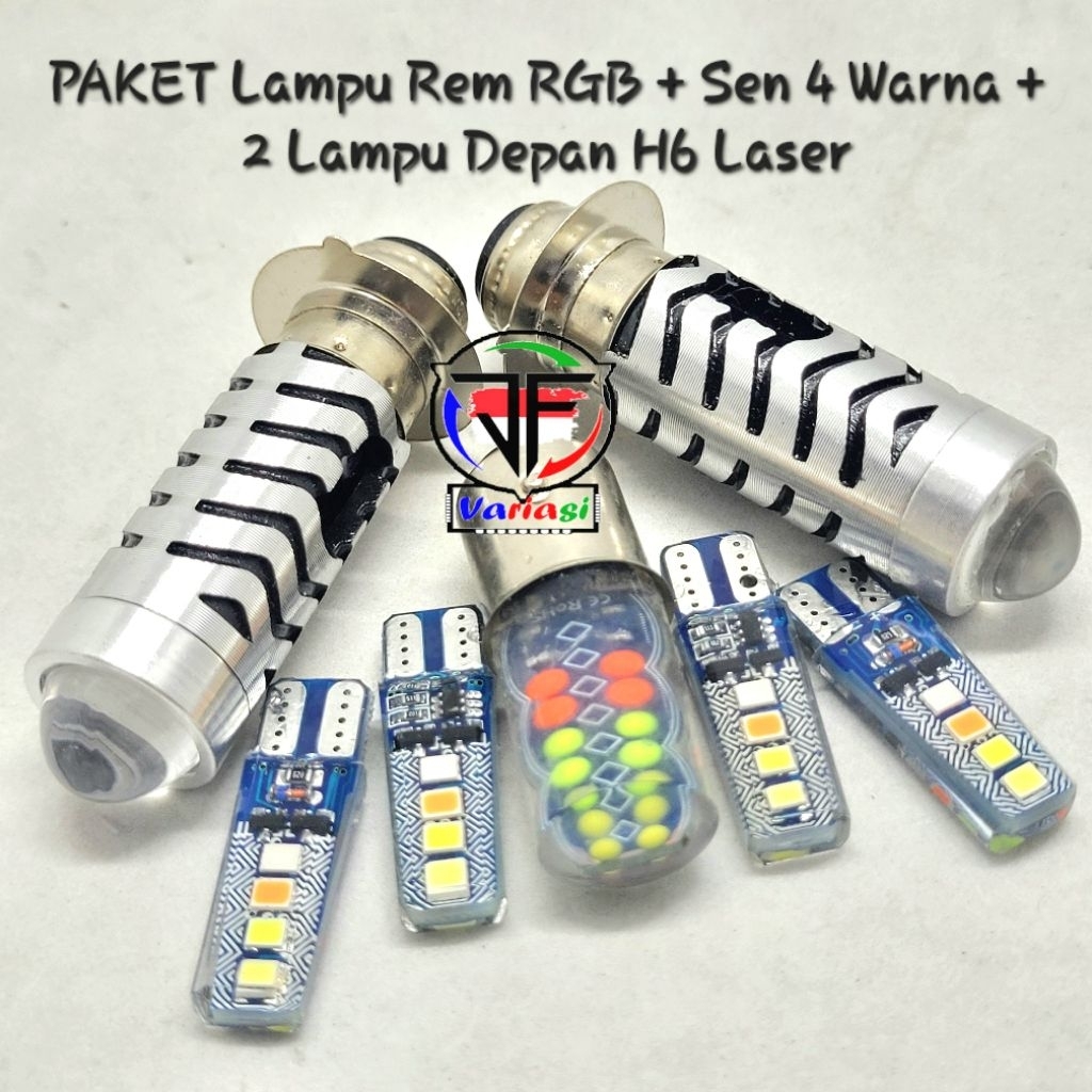 Jual Paket Komplit Lampu Motor ( DOUBLE H6 LASER ) + Lampu Rem Jelly 20 ...