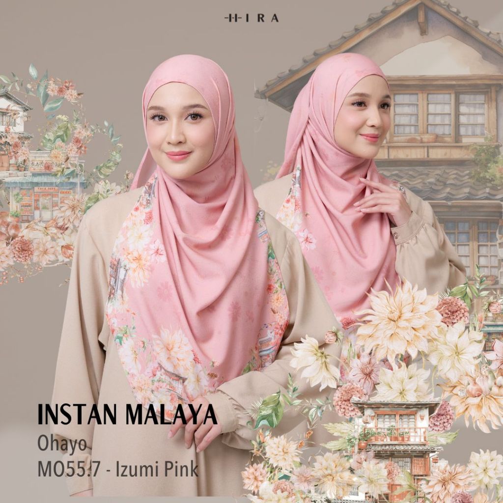 HIRA Instan Malaya Ohayo Hijabwanitacantik Pashmina Jilbab Motif Jepang