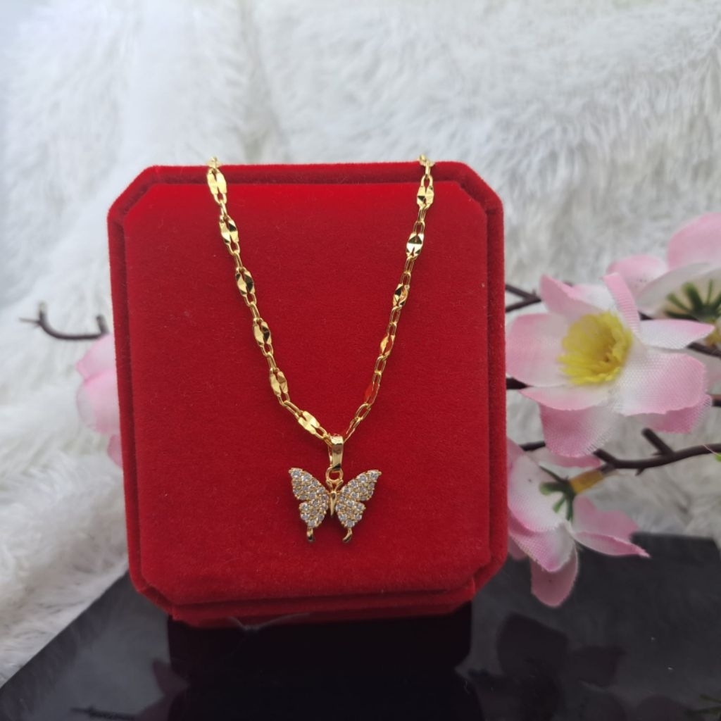 Jual Kalung Liontin kotak rantai kalung pecah kopi panjang 45 cm ...