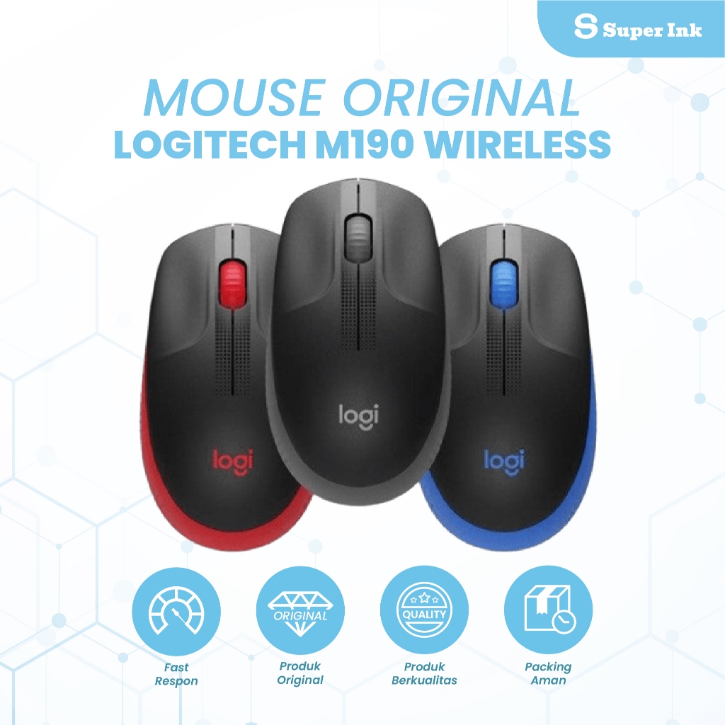 Jual Mouse Laptop Logitech M190 Wireless Silent Click Original | Shopee ...