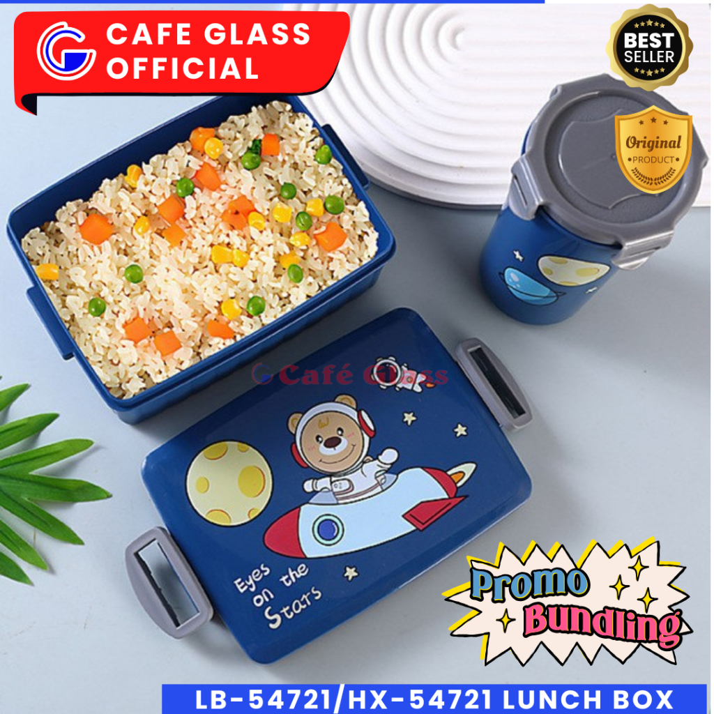 Lunch Box Set Botol Minum - Lunch Box Anak Bundle Set + Botol Minum - Tepak Makan Karakter Lucu
